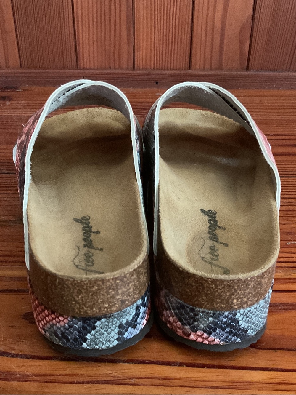 Free People CANDY SNAKE Coral, Grey & Black Snakeskin Slide Platforms - Picture 7 of 7